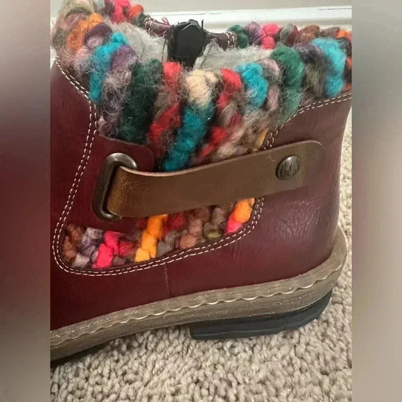 New REIKER felicitas ankle boot 37 red rainbow multicolor wool bootie 6.5 - Picture 11 of 17